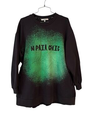EP Yaying N. Paia Oversized Cinched Sweatshirt Size 3 Charcoal Grey Green